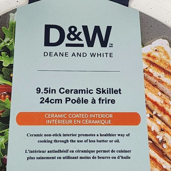 D&W Deane and White Cookware 9.5in Ceramic Interior Nonstick Skillet Frying Pan - Picture 2 of 16